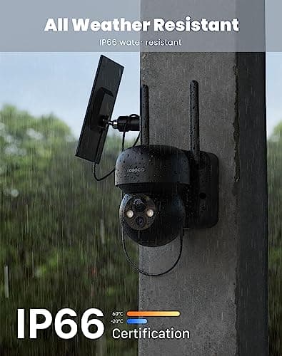 Solar Security Cameras Wireless Outdoor - Battery Power Cameras for Home Security Wifi Cameras Outside Surveillance Camera PTZ 360° Camera System with Floodlight Color Night Vision Motion Sensor Alarm 8