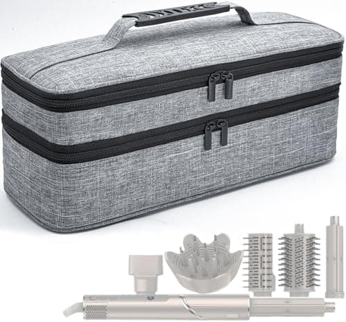 RAYFARMO Travel Carrying Case Compatible with Shark Flex Style, Hair Dryer Stylish Double-Layer Organizer Bag for Hair Tools and Attachments (Gray, 15''x5''x5'')