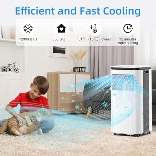 Portable Air Conditioner 12000 BTU - 2025 Upgraded, Cools 550 Sq.Ft, 3-IN-1 Free Standing Cooling AC Unit with Fan & Dehumidifier, Sleep Mode, 24H Timer, Auto Swing, Window Kit Included 5