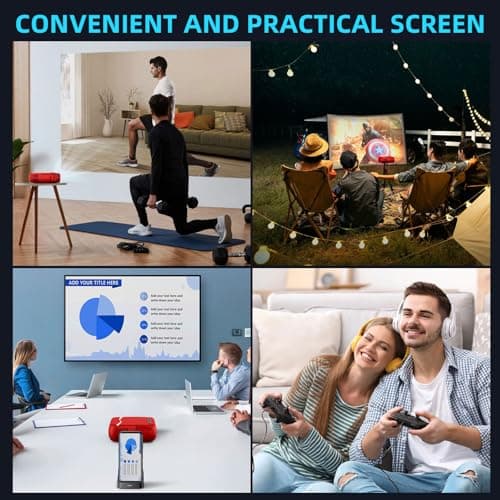 Mini Projector, iTJQ Portable Projector 1080P Supported for Indoor Outdoor Movies, Phone Projector Compatible with iOS/ Android, Laptop, TV Stick/ PS5, USB/HDMI/Type-C 8
