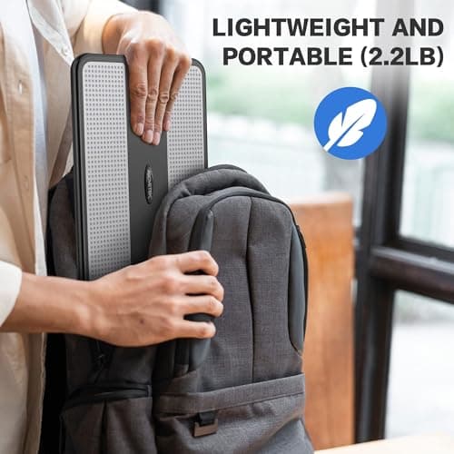 AboveTEK Portable Laptop Lap Desk w/Retractable Left/Right Mouse Pad Tray, Non-Slip Heat Shield Tablet Notebook Computer Stand Table w/Sturdy Stable Work Surface for Bed Sofa Couch or Travel 8