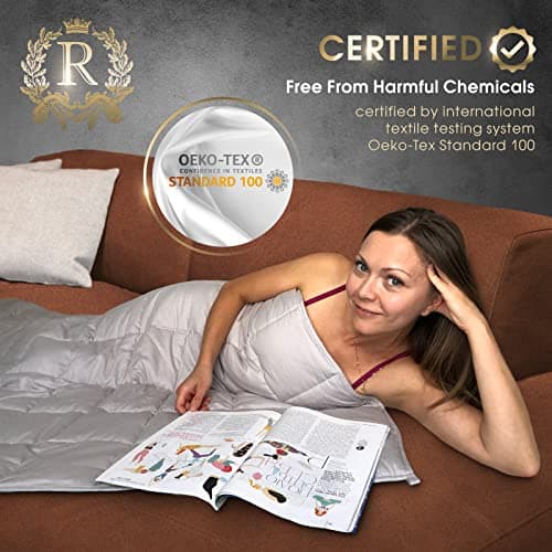 Royal Therapy Weighted Blanket - Heavy 100% Cotton Blankets with Premium Glass Beads (60''x80'' 21lbs, Aquamarine), Suitable for One Person (~200lb) - Use on Queen/King Bed 5