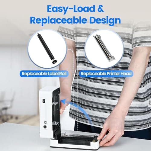 BPXX Bluetooth Thermal Label Printer - Clear Print Quality, Portable Wireless Shipping Label Printer Easy to Connect, Use to Print Shipping Labels, Compatible with Amazon Shopify Ebay Ups 7