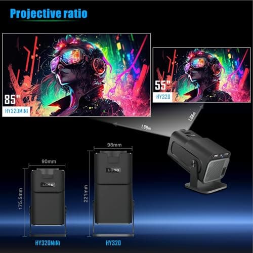Smart Mini Projector with Android 11.0,2025 Upgraded Portable Projector 1080P 4K Full HD with WiFi 6 and BT5.2,180°Adjustable Stand, Auto Keystone Home Projector for Phone/TV Stick/Laptop 8