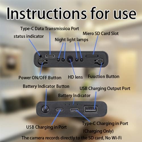 KUIYIXUE Hidden Camera - Spy Camera - Mini Camera - 10000 mAh HD 1080P- Portable Mobile Power Supply Camera - Secret Camera - Evidence-Collecting Camera-Small Camera-Nanny camera-55 Hours of Record 5