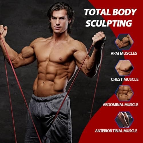 LEEKEY Resistance Bands, Exercise Bands with Handles,Pull Up Assist Bands - Band Set with Door Anchor - Bands for Working Out,Band for Men and Women Fitness Training,Home Workouts 5