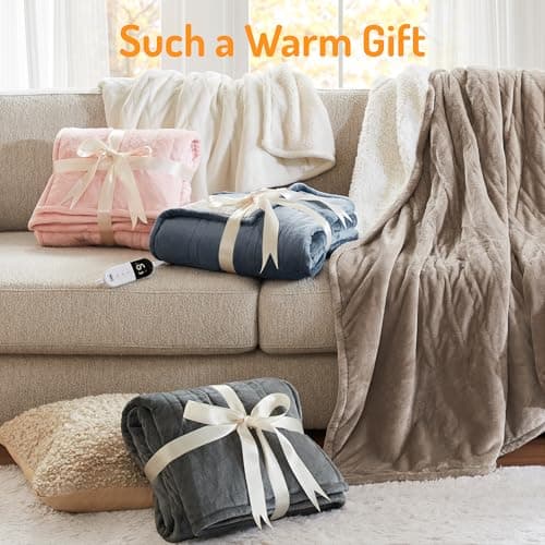 Degrees of Comfort Electric Heated Blanket Queen Size with Dual Control - Soft Flannel Heating Blankets with 6 Heat Settings, 10-Hour Auto Shut-Off, Overheat Protection, ETL Certified - 84x90'', Grey 6