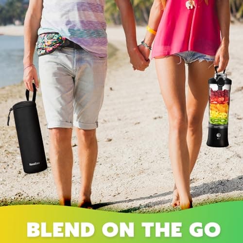 Portable Blender Personal Juicer for Shakes and Smoothies - 20 OZ Electric Protein Shaker Bottle with Insulated Sleeve, Travel Lid, USB-C Rechargeable - Mini Small Blender Cup for Kitchen, Office, Gym 6