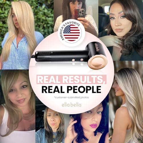 ELLA BELLA® Compact Plasma Hair Dryer, Advanced Plasma Technology Blow Dryer with Digital Display, Rapid Drying, Low Noise, & Luxury Velvet Travel Bag - Includes Diffuser & Nozzle- for All Hair Types 8