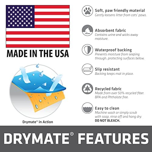 Drymate Cat Litter Box Mat, Litter Trapping Mat, Waterproof, Urine-Proof, Absorbent, Machine Washable, Soft on Paws, Contains Mess, Protects Floors, Kitten Supplies, Dark Grey, 28x36 XL 7