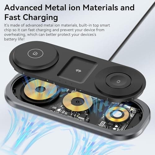 3 in 1 Fast Wireless Charger Stand for iPhone, Foldable Travel Charging Station for Magsafe for iPhone 17/Air/16/15/14/13/12 Series, Apple Watch Serie, AirPods pro/2/3/4, 2025 Christ mas Gifts (Black) 6