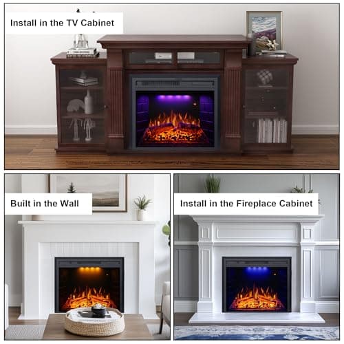Valuxhome Electric Fireplace, 33 Inches Electric Fireplace Insert, Fireplace Heater with Overheating Protection, Fire Crackling Sound, Remote Control, 750/1500W, Black 10
