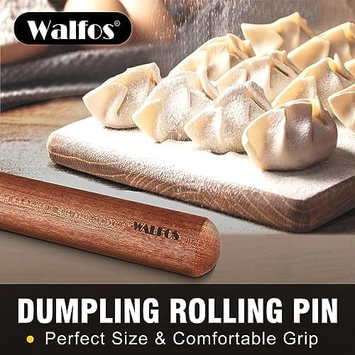 Walfos French Rolling Pin Set - Natural Wooden Rolling Pins (8inch, 15.7inch), Baking Dough Roller for Pizza, Pie, Pasta, Bread, Pastry, No Coating 6