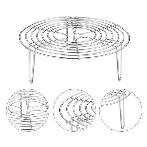 1pc Cooking Rack 6 Inch Air Fryer Round Tray Stainless Steel Steamer Rack Baking for Cooking Cooling Steaming Baking, Fit Air Fryer Pot Pressure Cooker 9