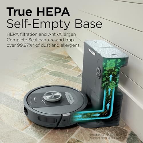 Shark PowerDetect Self-Empty Robot Vacuum with NeverStuck Technology, Auto Deep-Clean Carpets & Hardfloors, XL 60 Day Capacity HEPA Bagless Base Neutralizes Odors, for Pet Hair, Black (AV2820AE) 11