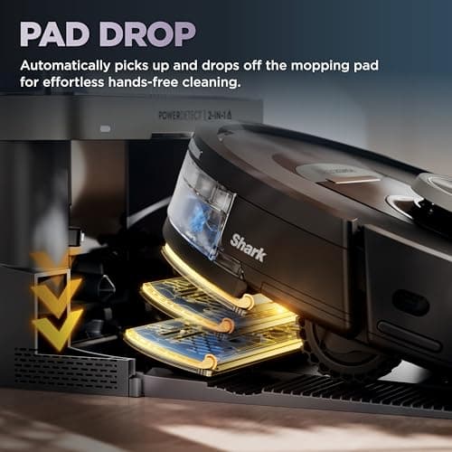 Shark PowerDetect NeverTouch, Self-Empty & Self-Refill, Robot Vacuum and Mop with Bagless, 30-Day Debris Capacity HEPA Base, 30-Day Capacity Refill Tank, Pad Dry, Black, AV2810YS 7