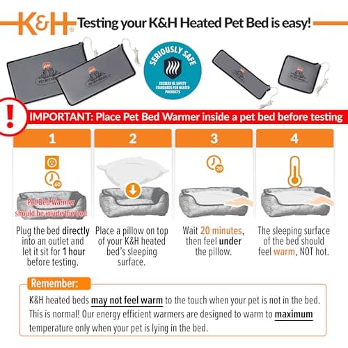 K&H Pet Products Pet Bed Warmer, Turn Any Pet Bed Into a Heated Cat or Dog Bed, Waterproof Indoor Heated Warming Pad Insert, Automatic Temperature, Safety Listed - Small 10.25 X 9.25in Gray 5