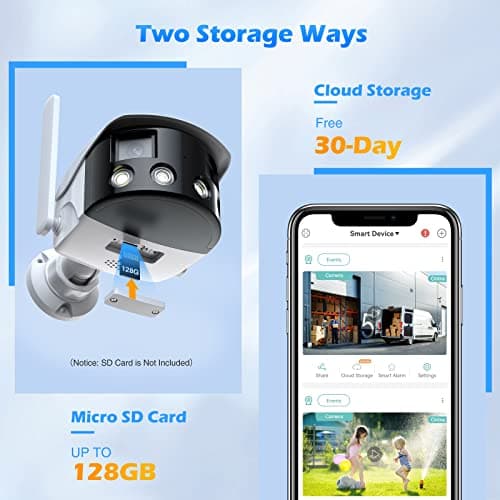 2K Security Camera Outdoor, Dual-Lens 180° Ultra Wide Angle, 2.4GHz WiFi, 4MP HD Wireless Home Surveillance Cam, Person Motion Detection, Color Night Vision, 2-Way Audio, IP66, Sound & Light Alarm 5