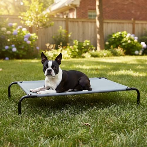 Amazon Basics Cooling Breathable Elevated Dog Bed with Metal Frame for Large Dogs, 51" x 31" x 8", Grey 9