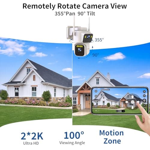 Luovisee Solar Security Cameras Outdoor Wireless,2.4G/5G WiFi Cameras for Home Security, Dual Lens PTZ Motion Zone,2-Way Audio,Night Vision,Weatherproof,SD/Cloud Storage 7