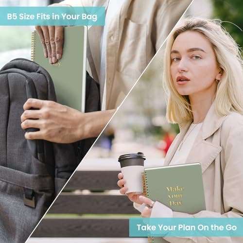 Undated Daily Planner With Hourly Schedule, Spiral To Do List Notebook to Organize Your Daily Tasks and Agendas(6.9" x 9.9"), School Or Office Supplies for Women & Men - Green 7