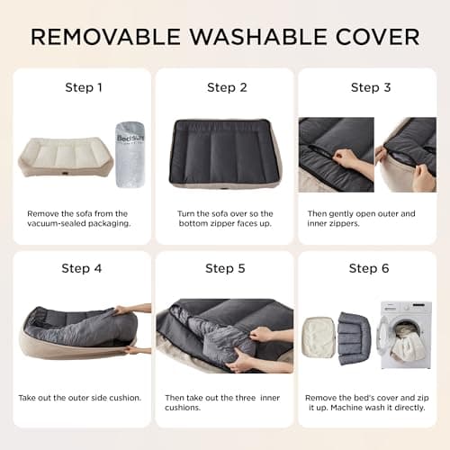 Bedsure SupportMax™ XL Orthopedic Dog Beds Large Sized Dog - Extra Thick Supportive Dogs Couch with Waterproof Washable Cover, Extra Large Comfort Pet Sofa with Soft Sherpa & Nonskid Bottom, Grey, 42" 9