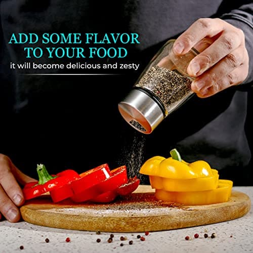 Salt Shaker or Pepper Shaker with Adjustable Pour Holes - Stainless Steel Spice Dispenser - Perfect for Pink Himalayan, Table Salt, Black and White Pepper 5