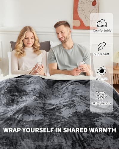 GarveeHome Heated Blanket King Size, King Size Electric Blanket with Dual Controls, Velvet Soft Fast Heating Blankets, 4 Heat Settings & 10H Auto Off, Machine Washable, ETL Certified, 90" × 100" Grey 6