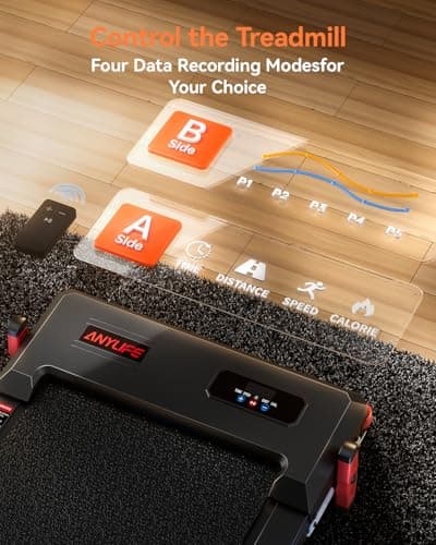 Walking Pad Treadmill, Anylife Incline Walking Pads Under Desk 330lb Capacity, 2.5HP Portable Treadmills for Home, Compact Treadmill Small Running Pad with LED Display, Remote Control, White Black 7