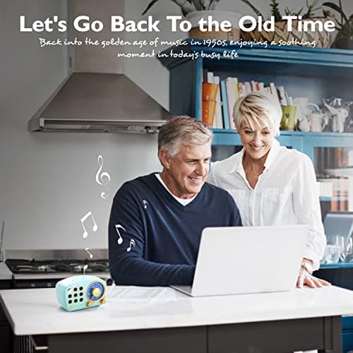 Retro Bluetooth Speaker, Vintage Radio-Greadio FM Radio with Old Fashioned Classic Style, Strong Bass Enhancement, Loud Volume, Bluetooth 5.0 Wireless Connection, TF Card and MP3 Player (Blue) 7