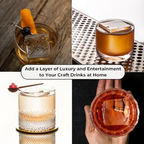 Clear Ice Maker - Makes 4 Large, 2" Crystal Clear Ice Cubes in 8 to 12 Hours - Great for Cocktails, Whiskey & Bourbon - Compact Countertop Ice Maker - Stainless Steel Shell - Reusable Ice Tray 6