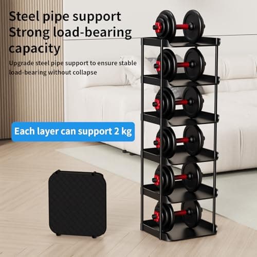 Altdnmaf 6 Tier Vertical Narrow Shoe Rack, Stackable Tall Skinny Shoerack, Compact Single Shoes Storage Tower for Slim Space, Corner Plastic Shelves, for Hallways, Entryway, Bedrooms Organizer, Black 7