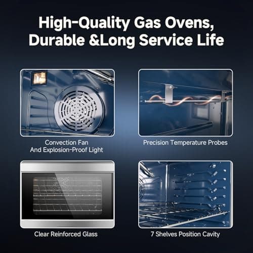 AAOBOSI 48 Inch Freestanding Gas Range Ovens with 7.0 cu.ft Large Capacity Double Convection Ovens, 6 Sealed Burners Plus Iron Grill Burner, Stainless Steel Gas Range Stove with NG/LPG Convertible 6