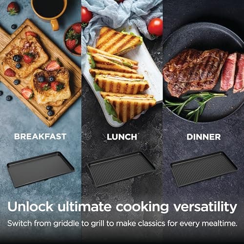 Ninja Sizzle Pro XL 20-Inch Indoor Griddle + Grill, Detachable Ventilated Lid, Grease Control, Ceramic Nonstick Plates, Even Edge Cooking, Extra Large Capacity, Versatile, Silver, GX101 11