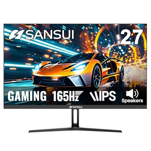 SANSUI 27 Inch IPS Gaming Monitor | 165Hz 1ms Computer Monitor with Built-in Speakers for PS5 - DP1.4 | HDMI 2.0 | FHD 1080P | HDR | VESA Mount Support | Eye Cares | Free Sync | Black (G27F2S)