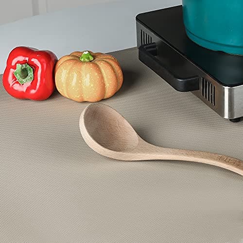 Kitchen Shelf Liner Drawer Liners, Non-Adhesive Refrigerator Liners Waterproof Fridge Mats with Strong Durable Kitchen Cabinets Mat for Drawers, Shelves, Pantry Khaki 7