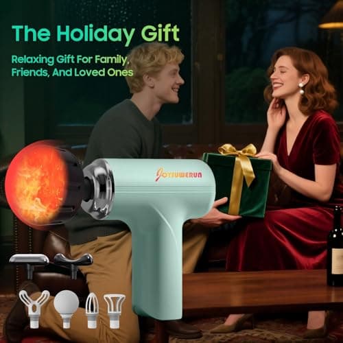 JOYSUWERUN Massage Gun with Heat – Amazing Power! Deep Tissue Percussion Massager, Handheld Mini Muscle Gun, 7 Massage Heads, Quiet & Portable 9