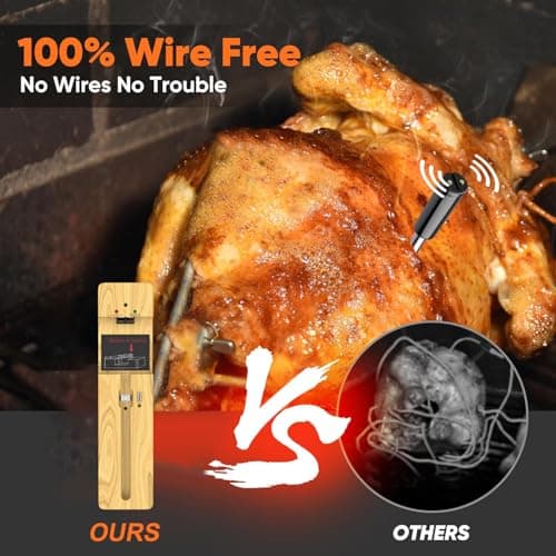 Wireless Meat Thermometer Bluetooth with Ceramic Probe for Grilling/Cooking/BBQ - Waterproof Digital Oven Food Thermometer, 600Ft Range & Smart App Compatibility iOS/Android/Air Fryer 5