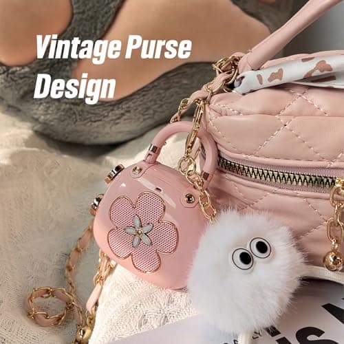 DOSS Candy 2-in-1 Mini Bluetooth Speaker & Cute Bag Charm with Loud Sound, Ideal Stocking Stuffer for Women, Girlfriend, Wife, BFF, Teen Girls, White Elephant Gift-Pink 6