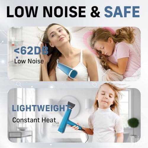 Quico Hair Blow Dryer, 1875W High-Speed BLDC 7X Faster 110000 RPM Quiet Hair Dryer with Diffuser, 2 Billion Negative Ionic Salon Dryer, Adjustable Temp & Speed, Hair Dryer for Women Home Travel Gift 8