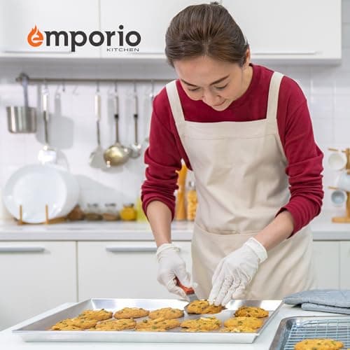 Emporio Kitchen Baking Pan Set - Small and Medium Aluminum Cookie Sheet Pan (9" x 13" and 10.5" x 15"), PFOA, PFOS, PTFE Free, Recipe Booklet Included, Oven Safe Tray, Resist Heat UpTo 500°F, Set of 2 7