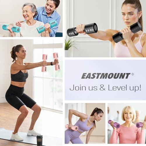 EAST MOUNT Adjustable Dumbbells 5 lb Dumbbells Set of 2 / Pair 10 lb Total Free Weights 6 in 1 Women Hand Weights for Home,Office,Gym Exercise Training 2lb 3lb 4lb 5lb Fast Adjust 5