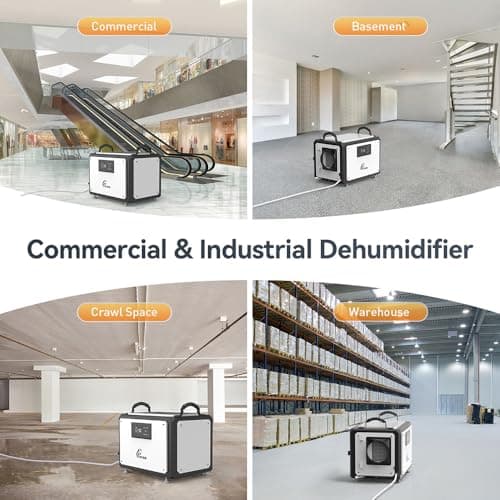 Commercial Dehumidifier 120 Pint with Drain Hose for Crawl Spaces, Industrial, Basements, Garages, Dehumidifier with Pump, Portable, Compact, Large Capacity, Auto Defrost, Memory Restart 5