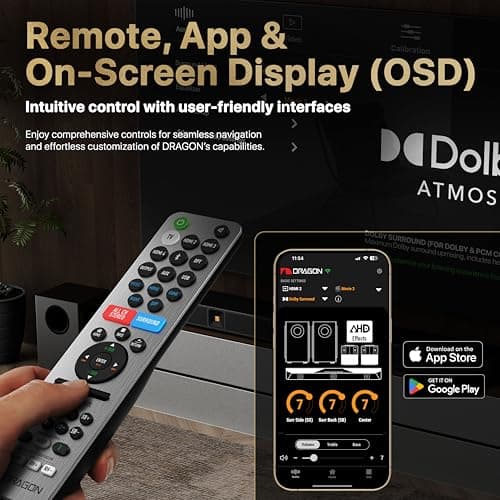 Nakamichi Dragon 11.4.6 Ch Surround System w Dolby Atmos/DTS:X Pro (Pro Cinema Engine), HiFi AMTs, Quad Reference 12" Subs, Bipolar Surr, 6 Discrete Height Ch, 5500Watts Max Output. AVR Grade Soundbar 9