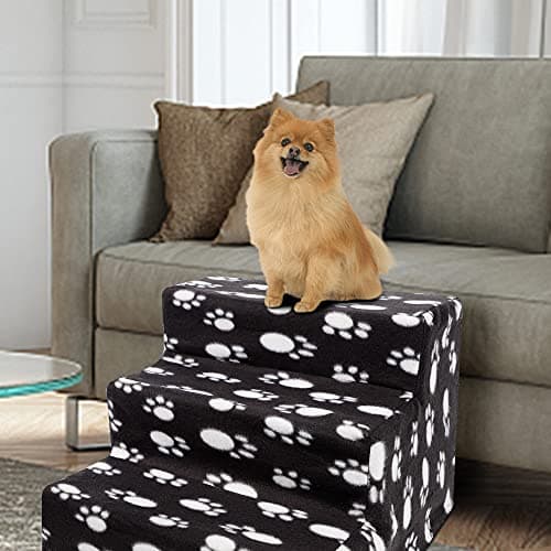 yofit Doggy Steps - Non-Slip 3 Steps Pet Stairs for Cats and Dogs, Foldable Plastic with Washable Carpet Holds Up to 50 lbs (Dark) 6