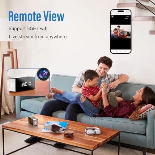 Tccbac WiFi Hidden Camera Clock - Nanny Cam with 150° Wide-Angle Lens, Night Vision & Motion Detection, Wireless Indoor Hidden Camera for Home Security Monitoring 6