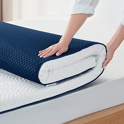 LINSY LIVING 2 Inches Memory Foam Mattress Topper, Cooling Gel-Infused Swirl Memory Foam, Soft Bed Topper Queen Size with Tencel™ Cover, CertiPUR-US and Oeko-TEX Certified, Queen