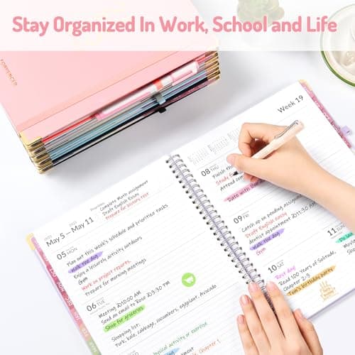 Forvencer 17 Month Academic Planner 2024-2025, Large 8.5" x 11", Weekly and Monthly Planner 2025, Aug 2024 - Dec 2025, Monthly Planner with Golden Corner Guards, Hardcover Agenda Book Planners with Colorful Tabs, College Student Teacher Planner 2024-2025, A4 (8.5" x 11") Large Planner, Pink 9