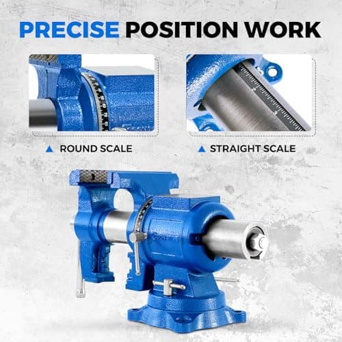 COGNATIVE 5-Inch Heavy Duty Bench Vise Ductile Iron Bench Vise 360° Multi-Purpose Bench Vice with Anvil, Clamp force 4000KG, Blue 5