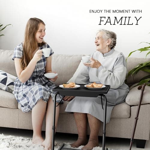 Our Modern Space Adjustable TV Tray Table - 6 Height & 3 Tilt Angle Settings | Multifunctional Foldable Tray Table for Eating Laptop Dinner or Bed Use | Easy to Assemble & Store | Portable Desk 8